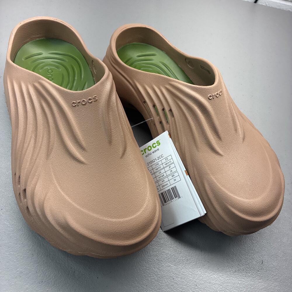 New Crocs Echo Wave Echo Slide Sandals Brown Rubber Upper Size 8 Men’s Or W10